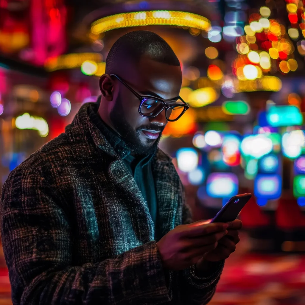 Man betting in his phone